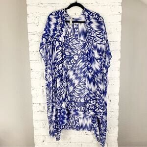 Michael Stars Ruana Coverup Scarf Blue Tie Dye 100% Viscose